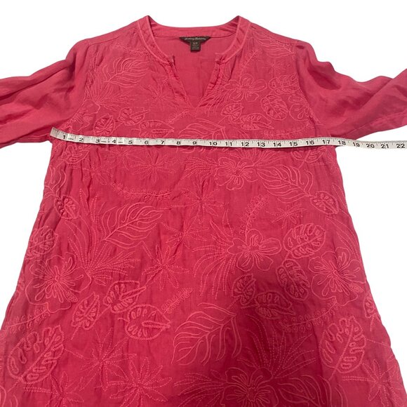 Tommy Bahama Monstera Mash Embroidered Linen Pink Tunic Size S - Picture 6 of 7